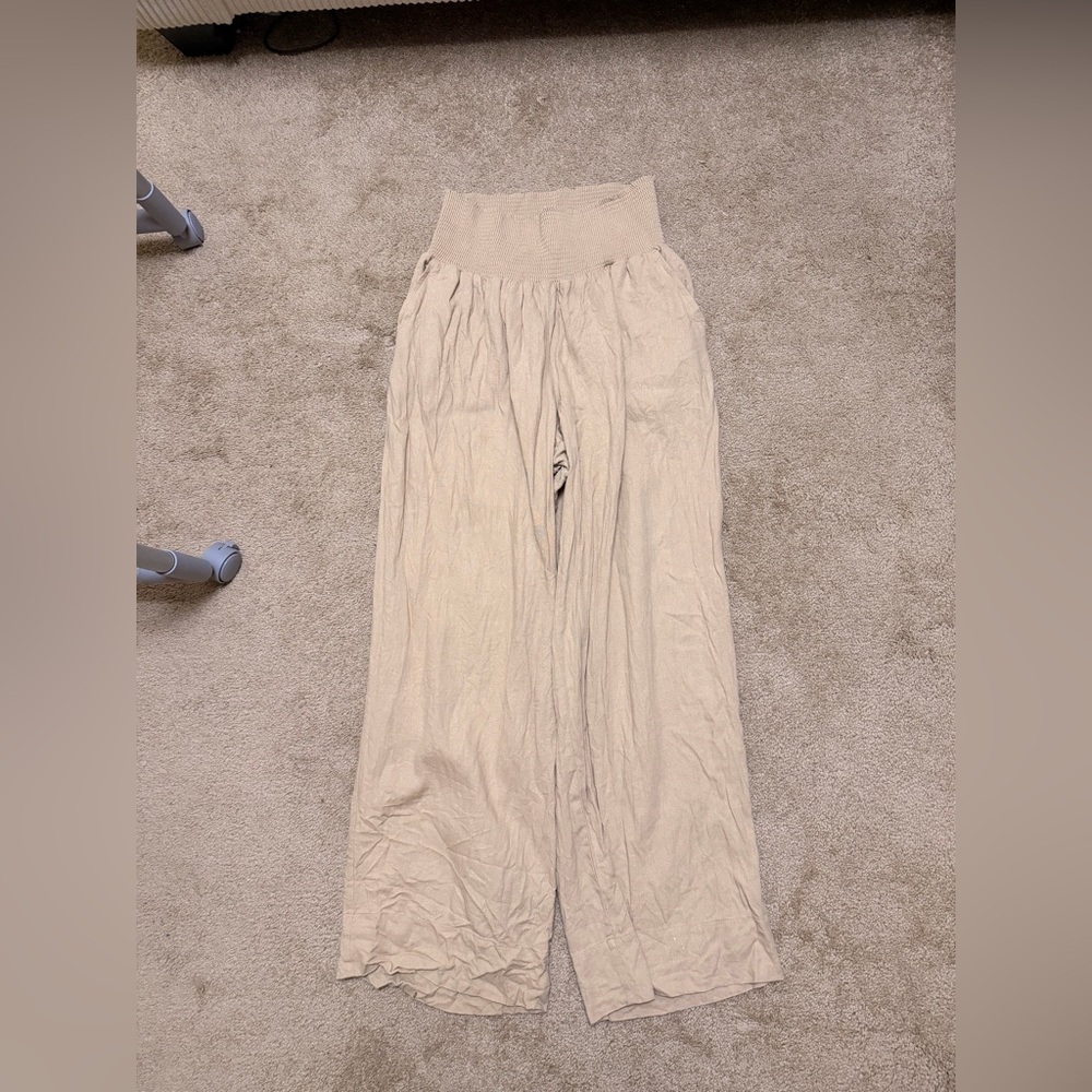 Isabel Maternity by Ingrid & Isabel Cream Wide-Leg Pants